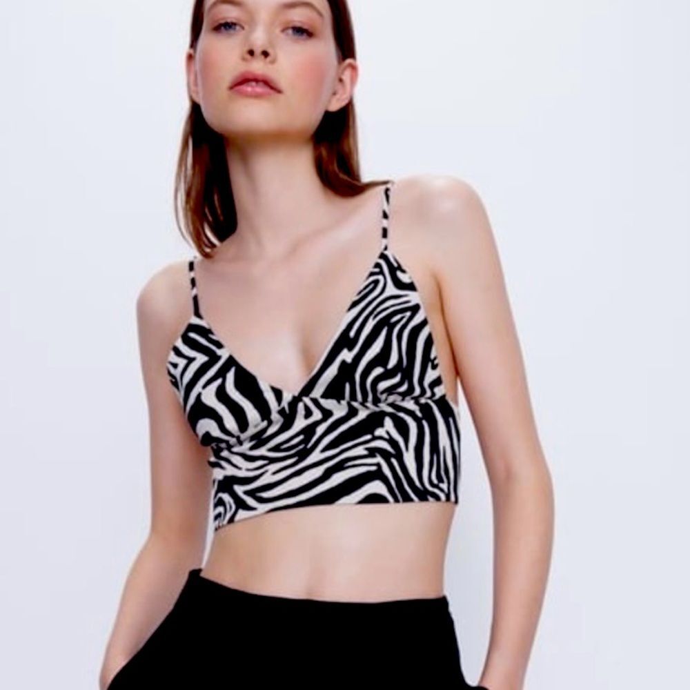Zara Zebra Print Crop Top Size L